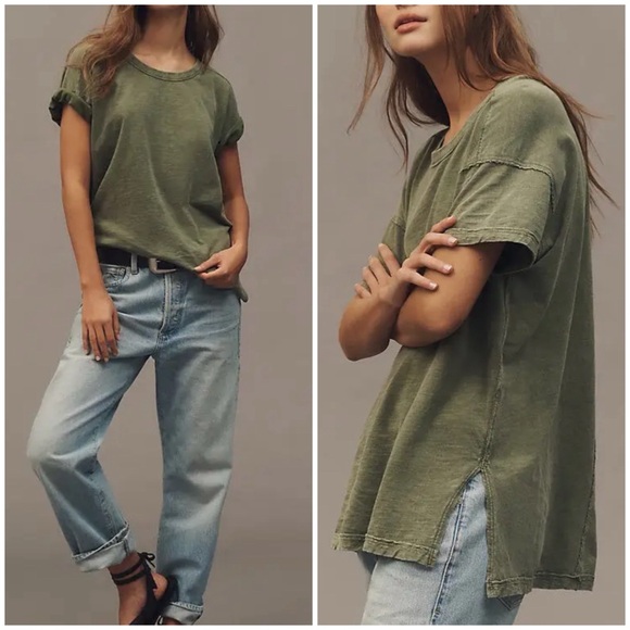 Anthropologie Tops - NWOT Anthropologie Pilcro The Jordyn Cotton-Slub Crew-Neck Oversized Tee - XSP